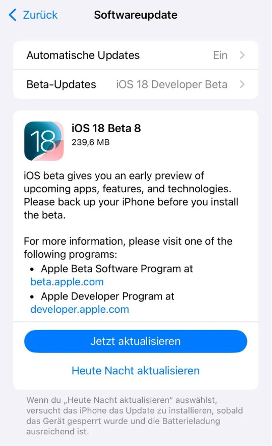 东莞生态园苹果手机维修分享苹果 iOS / iPadOS 18 开发者预览版 Beta 8 发布 